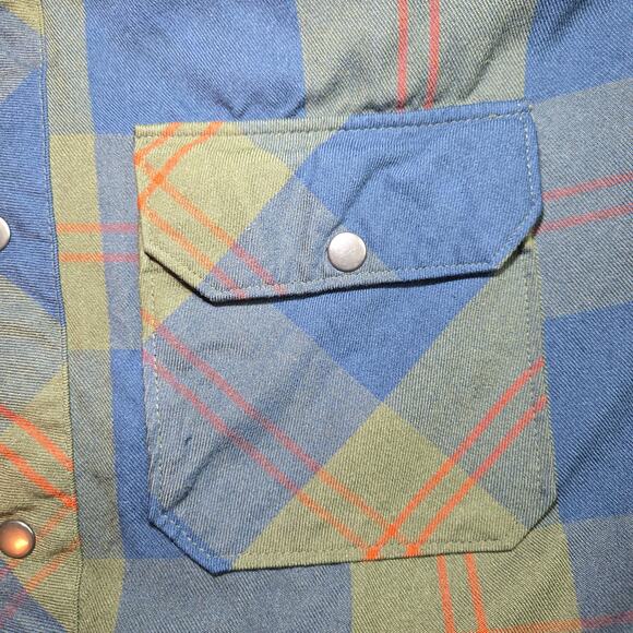 FlyLow Handlebar Flannel Long Sleeve Plaid Button Snap Shirt Size Medium - Picture 3 of 5